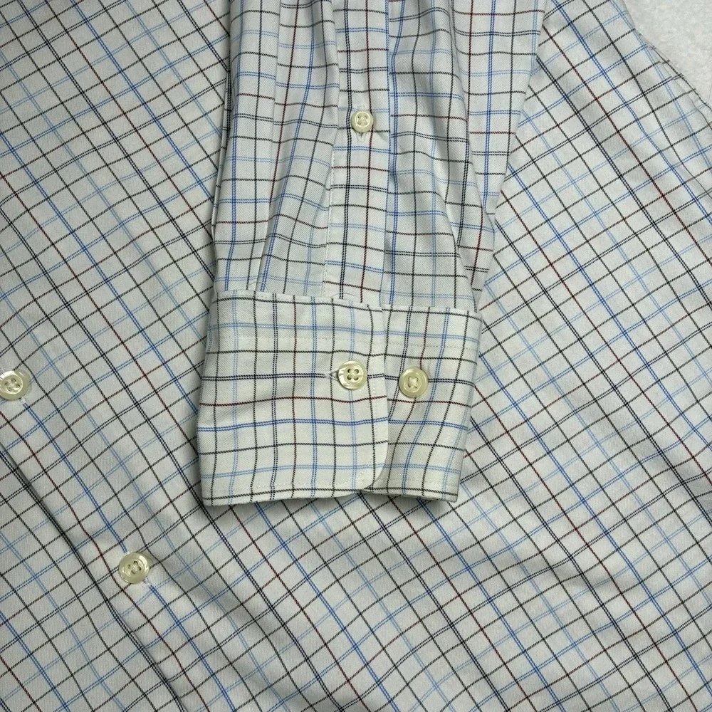 Peter Millar Mens L White Multicolor Check Button Stretch Casual Performance